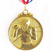 Medalha AX Esportes 50mm Boxe Alto Relevo Dourada - Y221