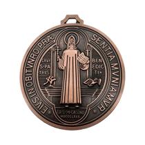 Medalha Cruz De São Bento Extra Grande De 5 Polegadas Em Tom De Latão Vintage Para Exibição Em Medalha Cruz De São Bento Extra Grande De 5 Polegadas Em Tom De Latão Vintage Para Exibição Em