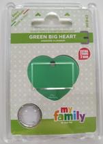 Medalha de identificação Basic Coração Grande Alumínio Verde - MY FAMILY
