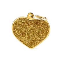 Medalha de Identifição Cão Coração Glitter Ouro ( Gravação Inclusa ) Medalha de Identifição Cão Coração Glitter Ouro ( Gravação Inclusa )