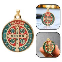 Medalha De São Bento Colorido Extragrande Dourado