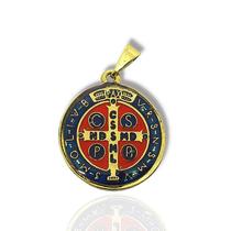 Medalha De Sao Bento Dourada Tradicional Delicada 2cm