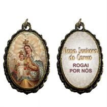 Medalha Dupla face em ouro velho de Nossa Senhora do Carmo Medalha Dupla face em ouro velho de Nossa Senhora do Carmo