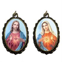 Medalha Dupla Face Ouro Velho Sagrado Coração Jesus e Maria Medalha Dupla Face Ouro Velho Sagrado Coração Jesus e Maria
