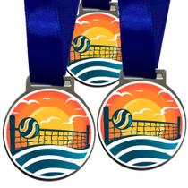 Medalha, Medalha para Esportes Personalizada em Adesivos, 50mm, com Fita Azul, Kit 100 peças