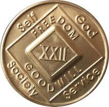Medalha Narcóticos Anônimos Bronze 22 Anos 34mm Medalha Narcóticos Anônimos Bronze 22 Anos 34mm
