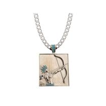 Medalha orixá oxóssi banhado a rhod micro zircônia azul