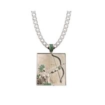 Medalha orixá oxóssi banhado rhod micro zircônia verde