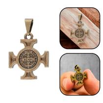 Medalha Pingente Cruz Bizantina São Bento Dourada Medalha Pingente Cruz Bizantina São Bento Dourada