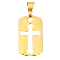 Medalha Placa Pingente Cruz Crucifixo Vazada Banhado a Ouro 18k