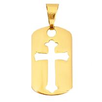 Medalha Placa Pingente Cruz Crucifixo Vazada Banhado a Ouro 18k Medalha Placa Pingente Cruz Crucifixo Vazada Banhado a Ouro 18k