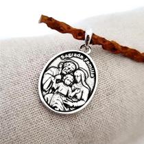 Medalha prata 925 sagrada família três corações g