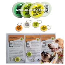 Medalha Qr Code P Animais + Cadastro Online E Geolocalização - COR AMARELA