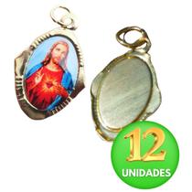 Medalha Sagrado Coração de Jesus Chapa Resinada 12 unid