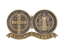 Medalha São Bento de Porta ou Parede Abençoe este Lar Metal Medalha São Bento de Porta ou Parede Abençoe este Lar Metal
