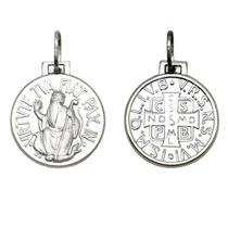 Medalha São Bento Dupla Face Original 11 milímetros Ouro Branco 18K K120 Medalha São Bento Dupla Face Original 11 milímetros Ouro Branco 18K K120