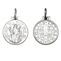 Medalha São Bento Dupla Face Original 14 milímetros Ouro Branco 18K K190 Medalha São Bento Dupla Face Original 14 milímetros Ouro Branco 18K K190
