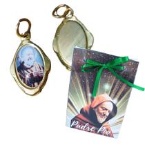 Medalha São Padre Pio + Sacolinha temática em papel