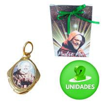 Medalha São Padre Pio + Sacolinha temática papel 2 UN