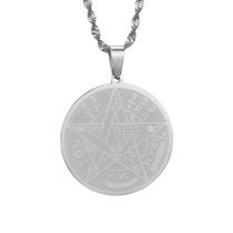 Medalha Tetragramaton + Colar 35cm Ocultismo Kabala Aço Inox