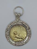Medalhão De Berço Anjo Da Guarda Menino Jesus Prateado/Dourado