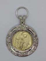 Medalhão De Berço Anjo Da Guarda Prateado/Dourado