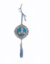 Medalhão De Berço Mandala Anjo Da Guarda Com Oração Azul