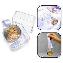 Medalhão de Porta ou Berço Anjo Da Guarda Rosa e Azul com Caixa Acrílica