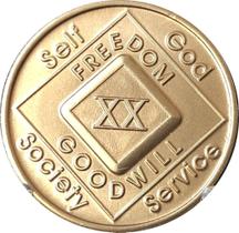 Medalhão Narcóticos Anônimos 20 Anos Bronze 34x2mm Medalhão Narcóticos Anônimos 20 Anos Bronze 34x2mm