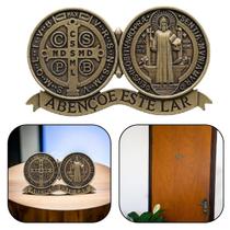 Medalhão Porta Medalha De São Bento Metal Dourado