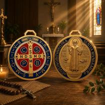 Medalhão São Bento 13,5 cm Proteção Espiritual Decoração Medalhão São Bento 13,5 cm Proteção Espiritual Decoração