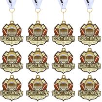 Medalhas de futebol Ecation, 5 cm, metal dourado com fita, 12 unidades