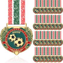 Medalhas Ecation, 24 peças, futebol, ouro, metal, 5 cm, prêmios