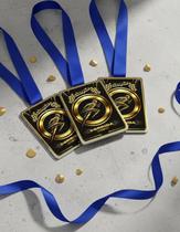 Medalhas Para Corrida Maratona Premiação Com Fita Azul Kit 5 Peças