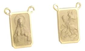 Medalhas Para Escapulário São Jorge Sagrado 8x12 Fs Ouro 18k