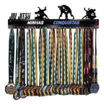 Medalheiro Jiu Jitsu Masculino Para Até 100 Medalhas 61cm Comprimento