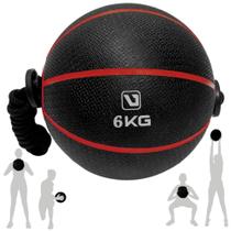 Medicine Ball 6 Kg com Corda Embutida Vermelha com Preto Liveup Liveup Sports