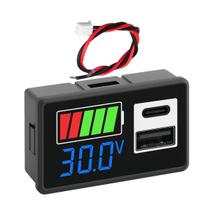 Medidor de Bateria Veicular Checkvoltage com USB + TIPO-C Display Digital
