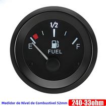 Medidor De Combustível Universal 12V 52mm Alta Sensibilidade Luz LED Branca Aro Preto 240-33ohm