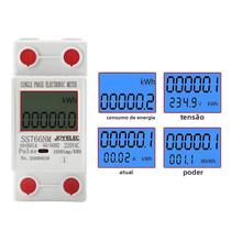 Medidor de Energia Digital Monofásico 220V AC - Wattímetro com Reset para Monitoramento de Consumo