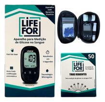 Medidor de Glicemia Lifefor Kit Completo 50 Tiras E 50 Lancetas