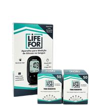 Medidor de Glicose Life For Digital Completo 110 tiras 10 lancetas