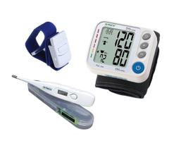 Medidor De Pressão Arterial De Pulso + Termometro Axilar Digital + Garrote - Torniquete