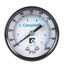 Medidor de pressão Campbell 100 PSI em aço inoxidável