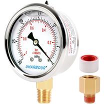 Medidor de Pressão de Vácuo UHARBOUR com Glicerina -30inHg/-1bar Medidor de Pressão de Vácuo UHARBOUR com Glicerina -30inHg/-1bar