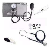 Medidor De Pressão + Esteto Duplo + Garrote + Termometro