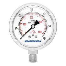 Medidor de pressão MEASUREMAN preenchido com glicerina hidráulica 0-60psi