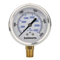 Medidor de pressão Solimeta 2,5 cm Dial 0-5000psi 304 em aço inoxidável