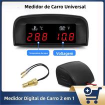 Medidor De Temperatura De Água Digital Universal 2 Em 1 Com Sensor De Voltagem 10mm Para Carro,