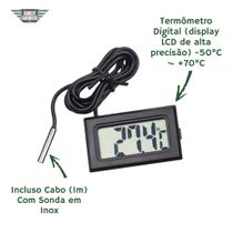 Medidor De Temperatura Digital Com Sensor Externo Termometro Para Geladeira, Freezer, Chocadeira, Estufa - Contec